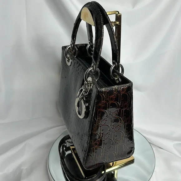 Christian Dior Hand Bag Brown Enamel - Picture 15 of 17